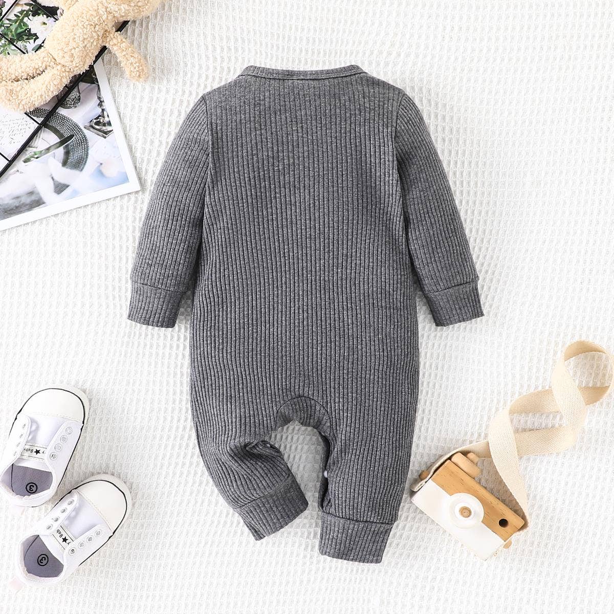 K124 Boy Bear Embroidered Jumpsuit