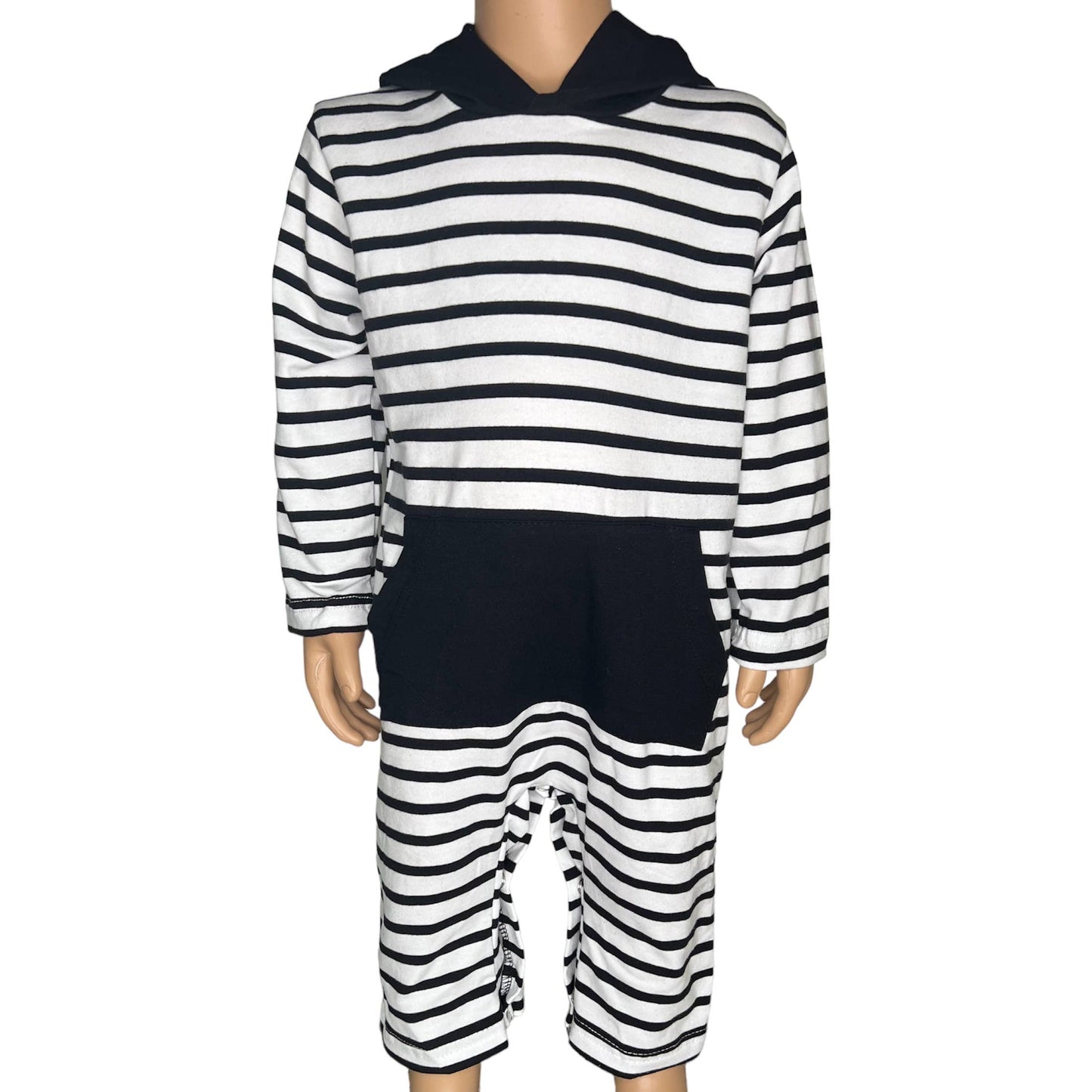 K113 Boys Striped Hoodie Romper