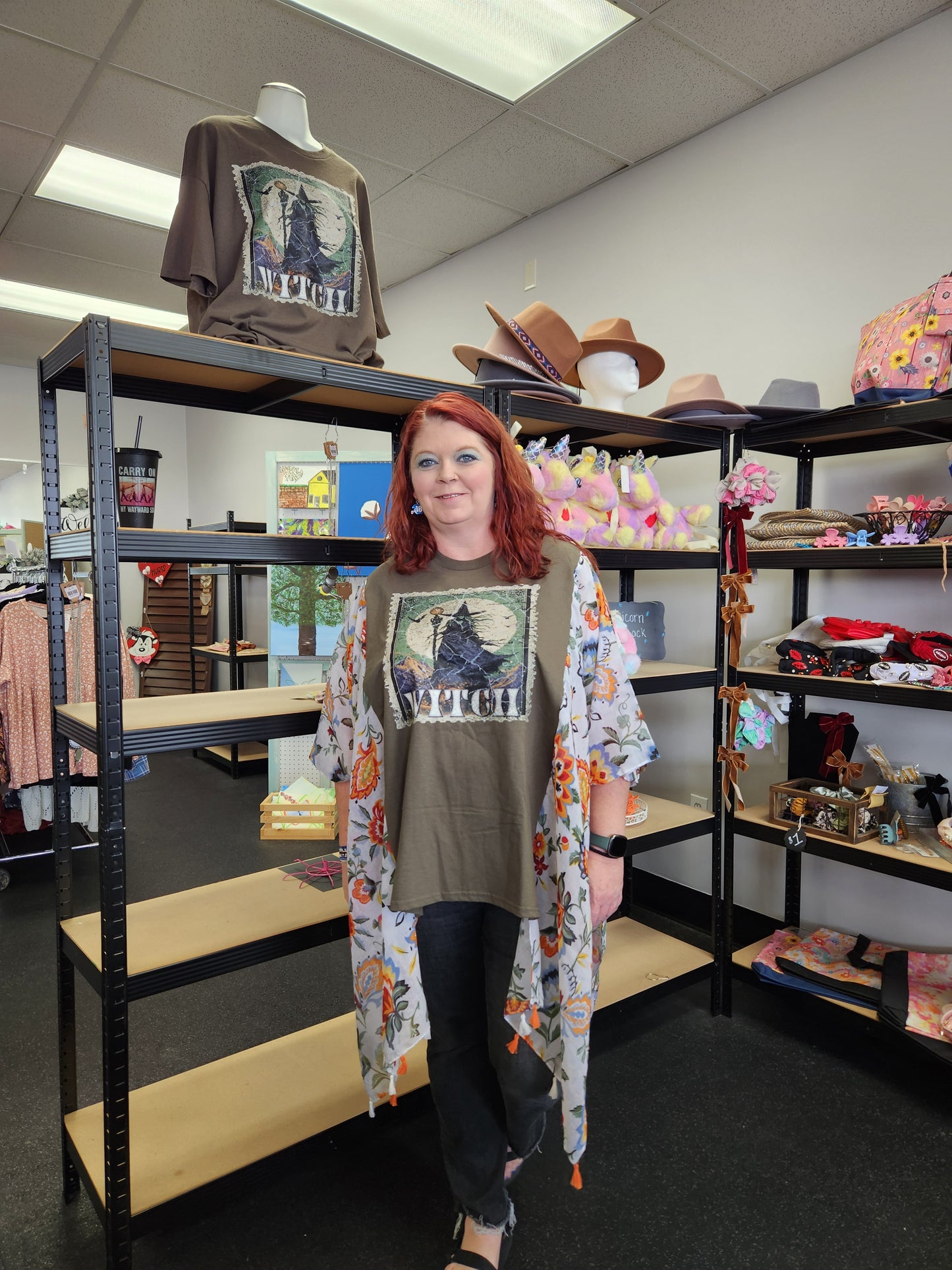 Upcycled Poncho Style Rock & Roll TShirt Witch