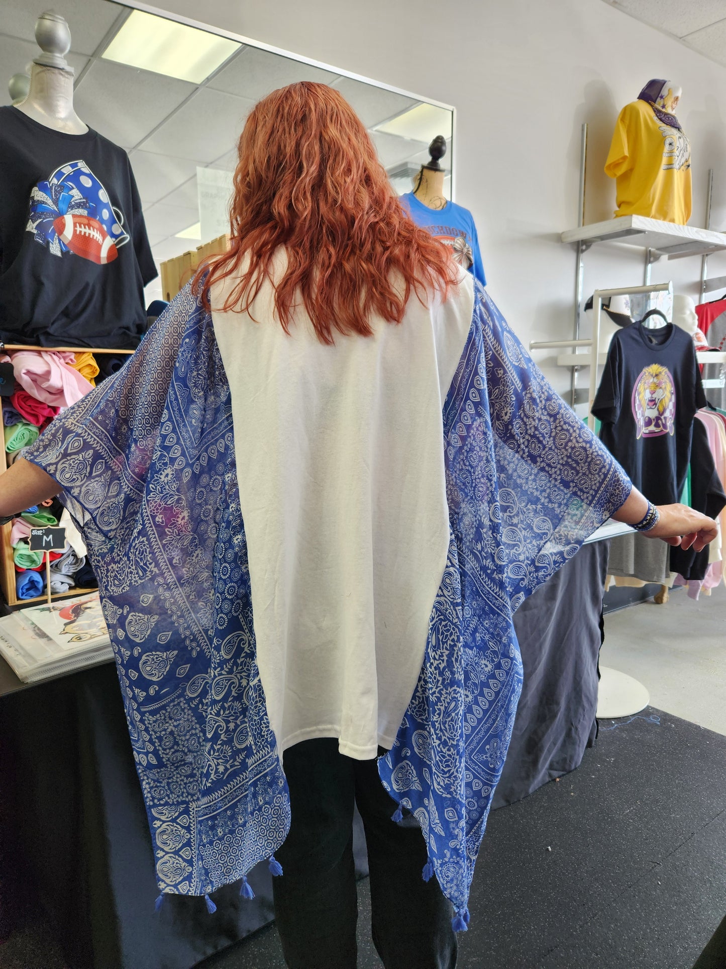 Upcycled Poncho Style Rock & Roll TShirt LS