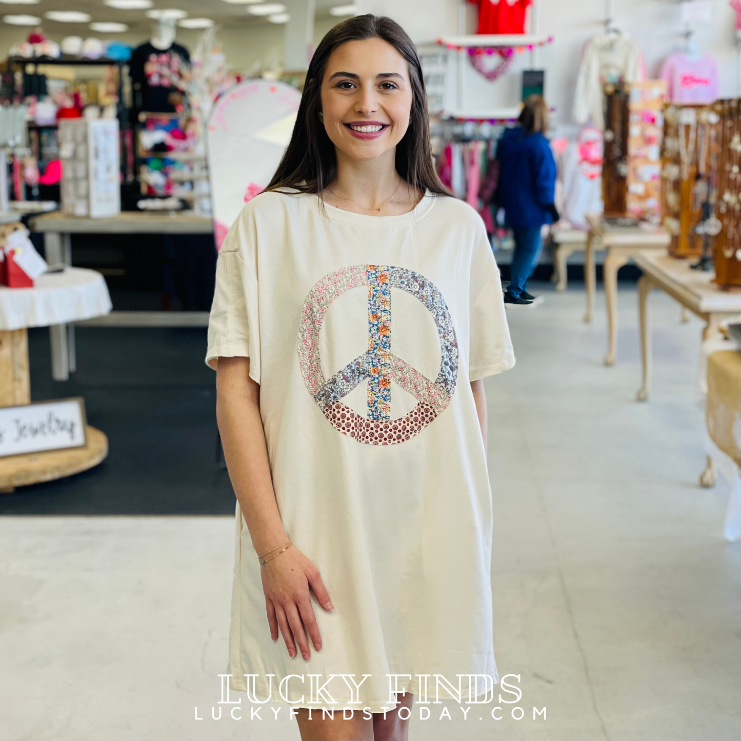Jersey Peace Sign Dress D1448