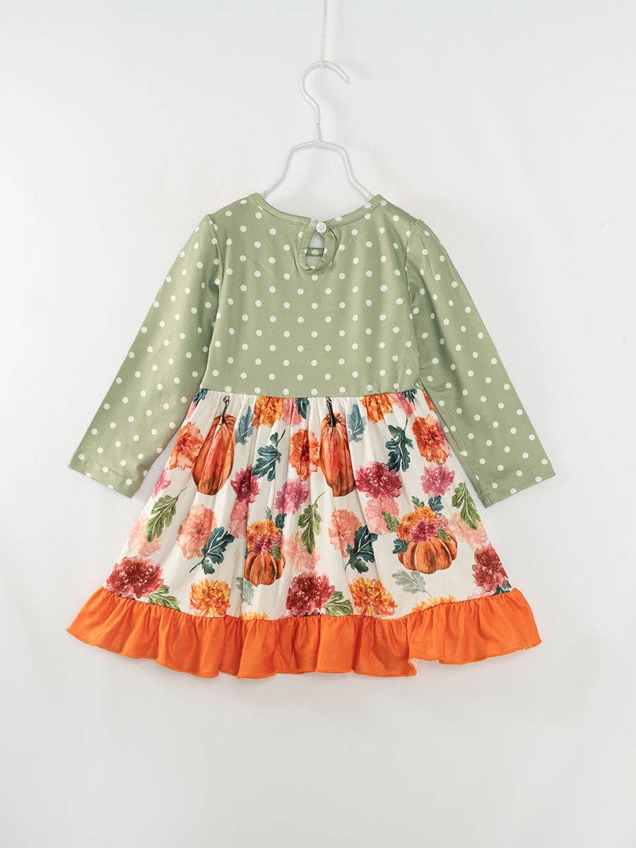 K148 Pumpkin Ruffle Twirl Dress