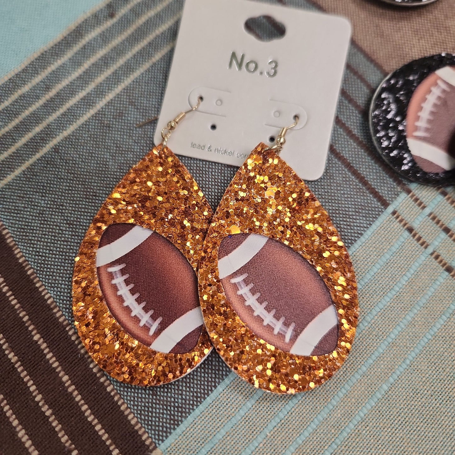 Glitter Football Earrings JN410