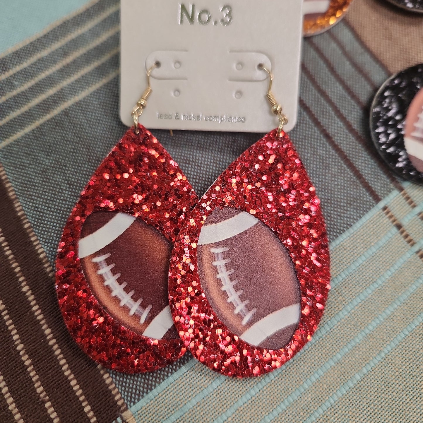 Glitter Football Earrings JN410