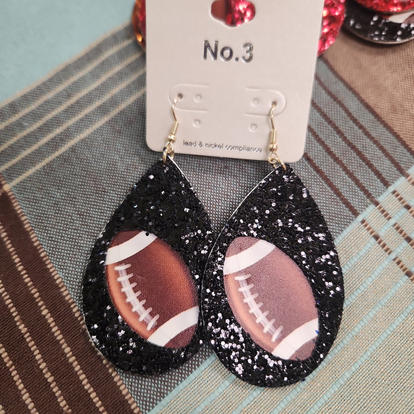 Glitter Football Earrings JN410