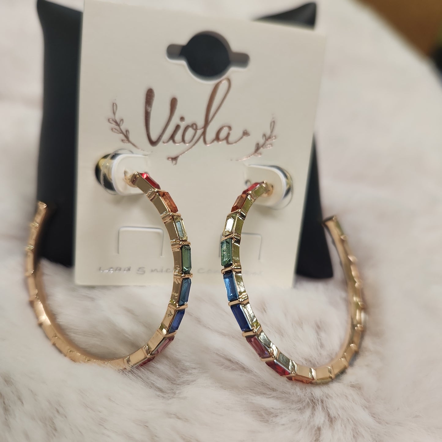 Multi Color Crystal Hoop Earrings JN430