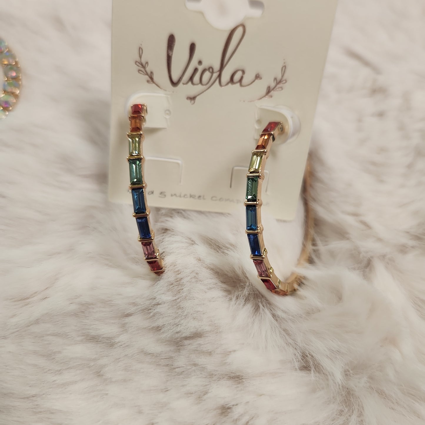 Multi Color Crystal Hoop Earrings JN430