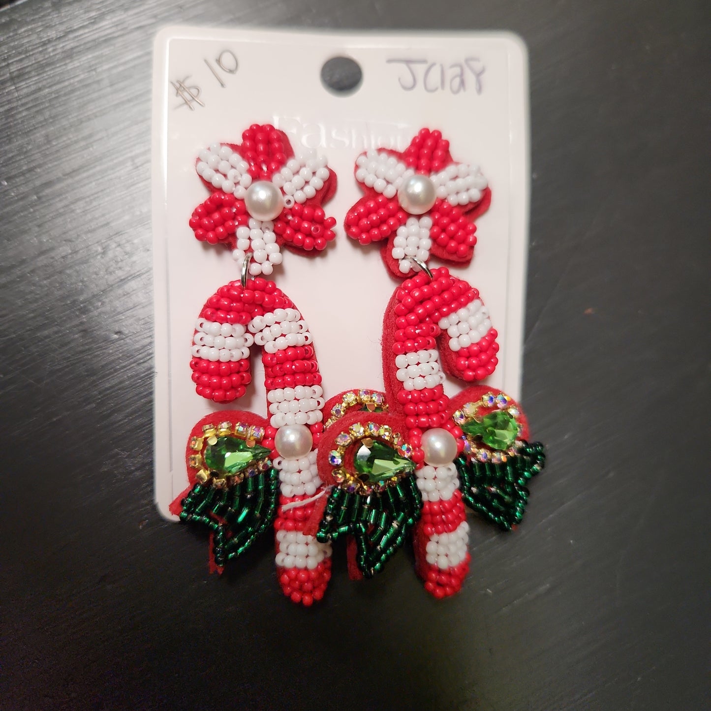 Beaded candy cane Earrings JC128