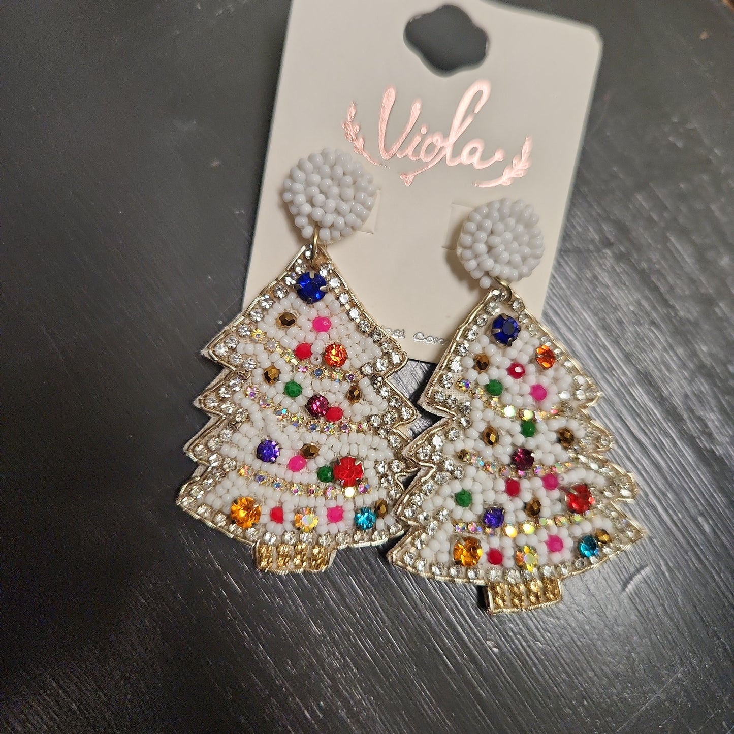 White bling tree Earrings JC160