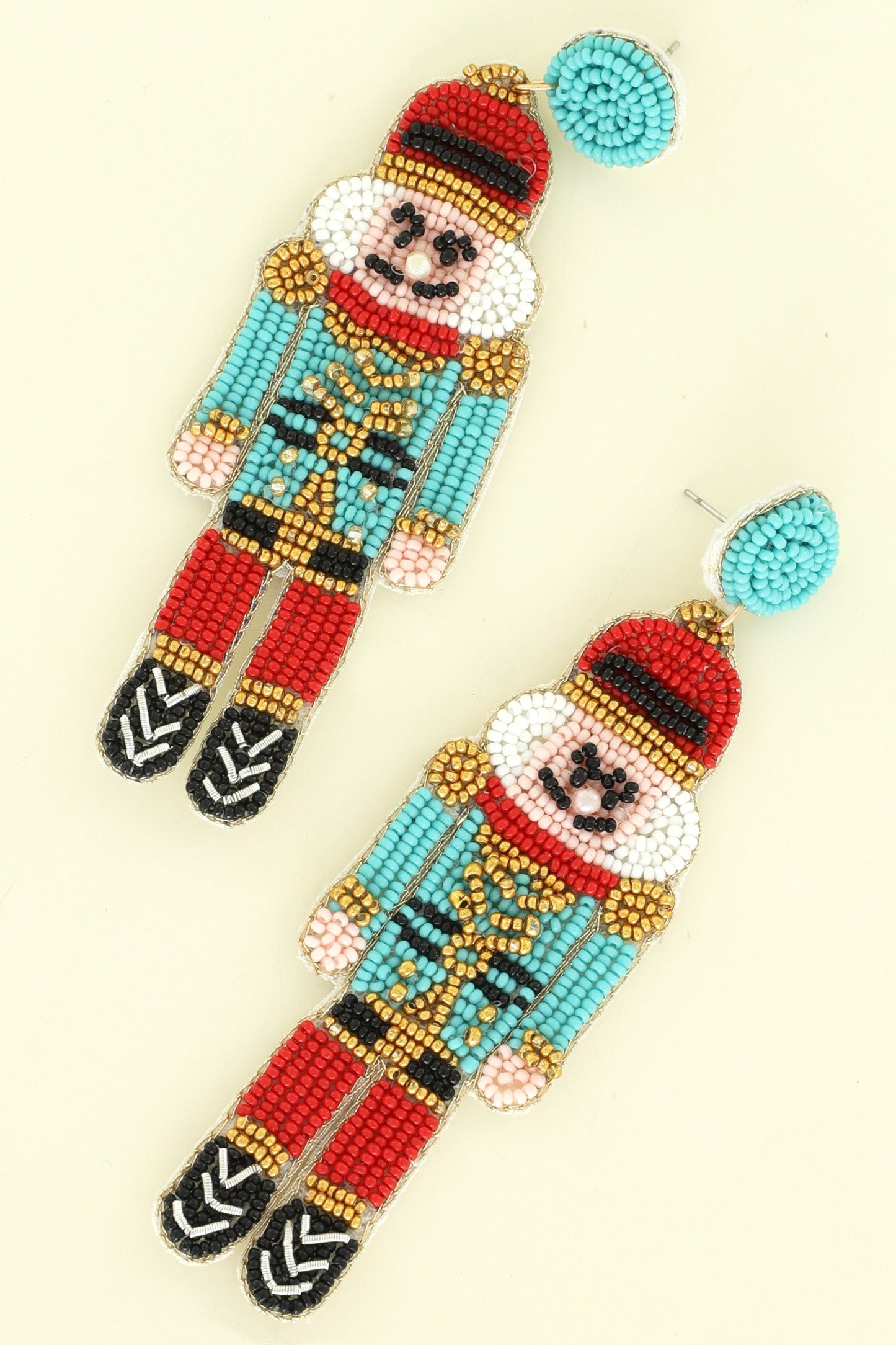 Nutcracker Turquoise and Red Christmas Earrings JC102