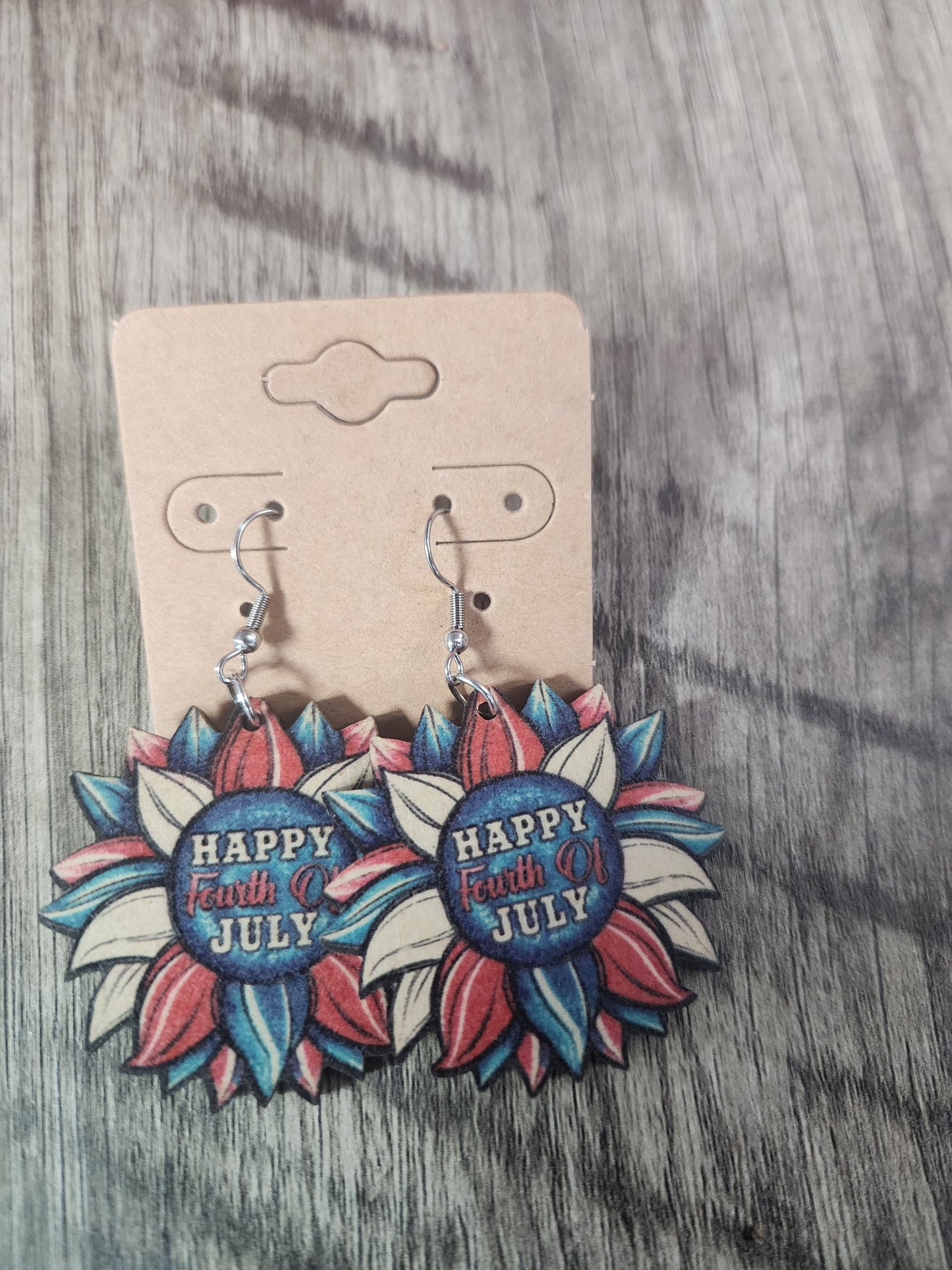4th of July Sunflower Earrings JN51