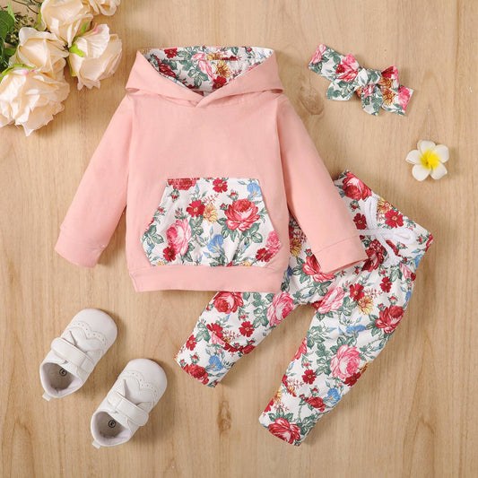 K132 Floral Hoodie/Pants/Headband Set