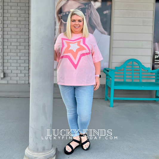 Multi Stars Patch Curvy Top D1560