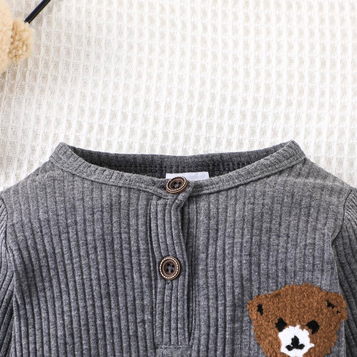 K124 Boy Bear Embroidered Jumpsuit