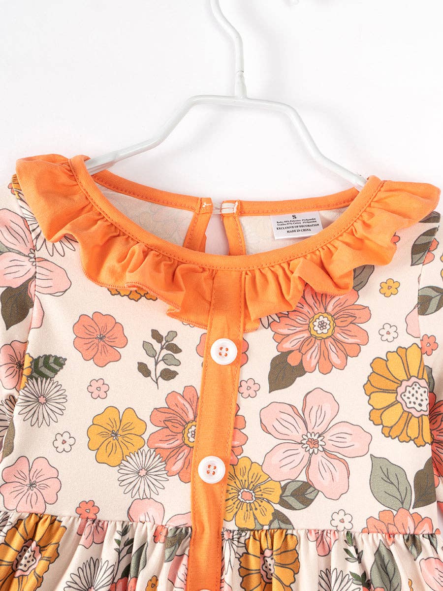 K149 Floral Pocket Ruffle Dress