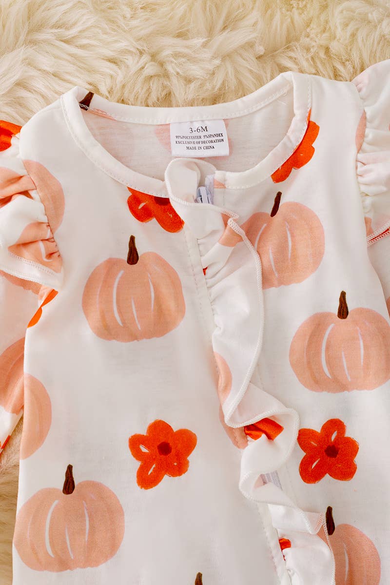 K143 PUMPKIN ONESIE W/RUFFLE