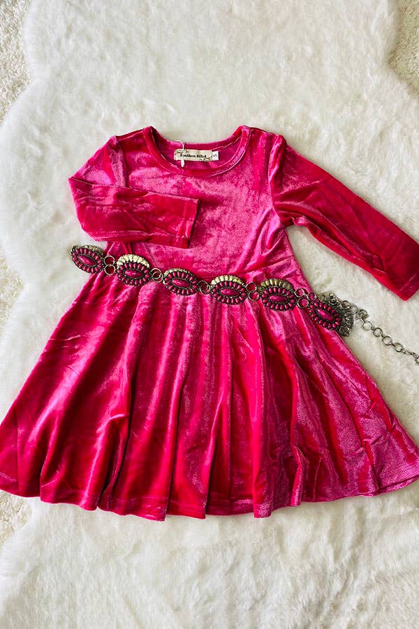 K185 pink fleece swirl girls dress