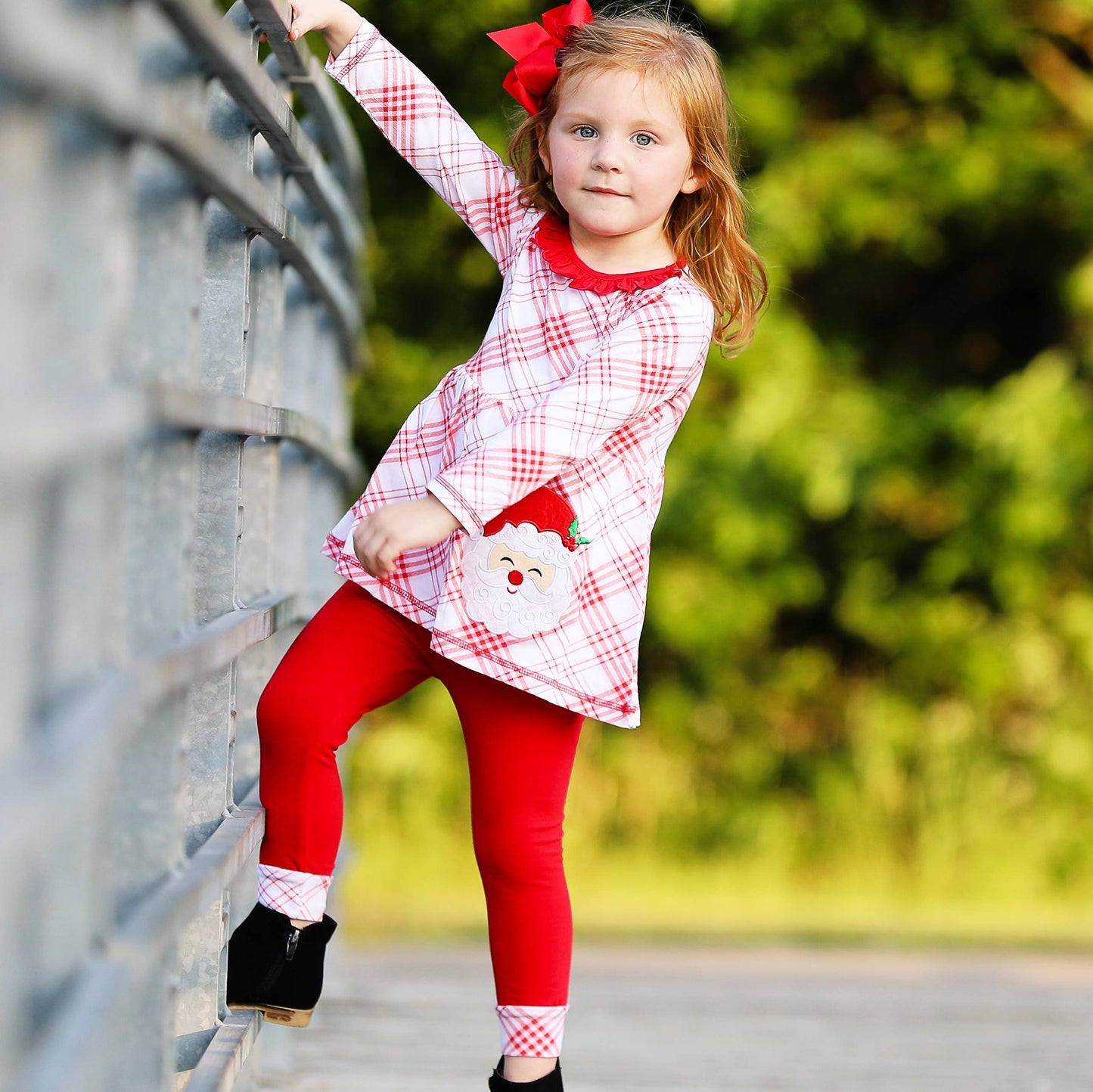K106 Girls Red Plaid Santa Outfit