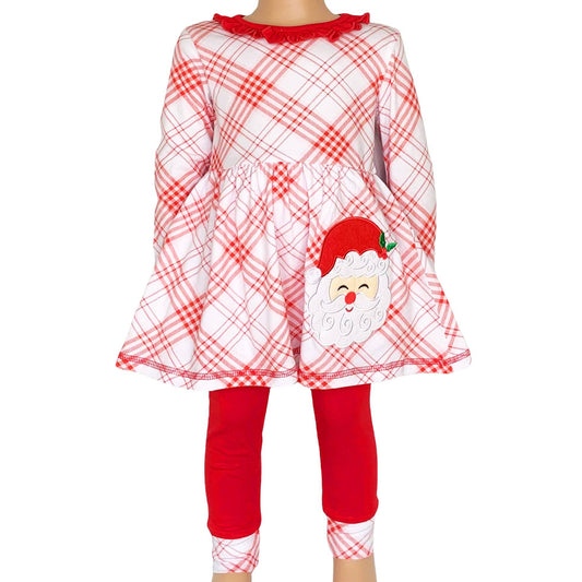 K106 Girls Red Plaid Santa Outfit