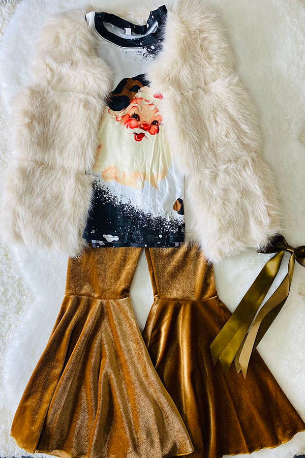 K183 Santa shirt velvet bottom set
