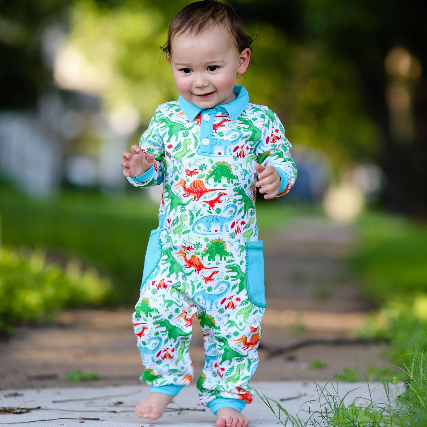 K110 Dinosaur Boys Pollo Romper