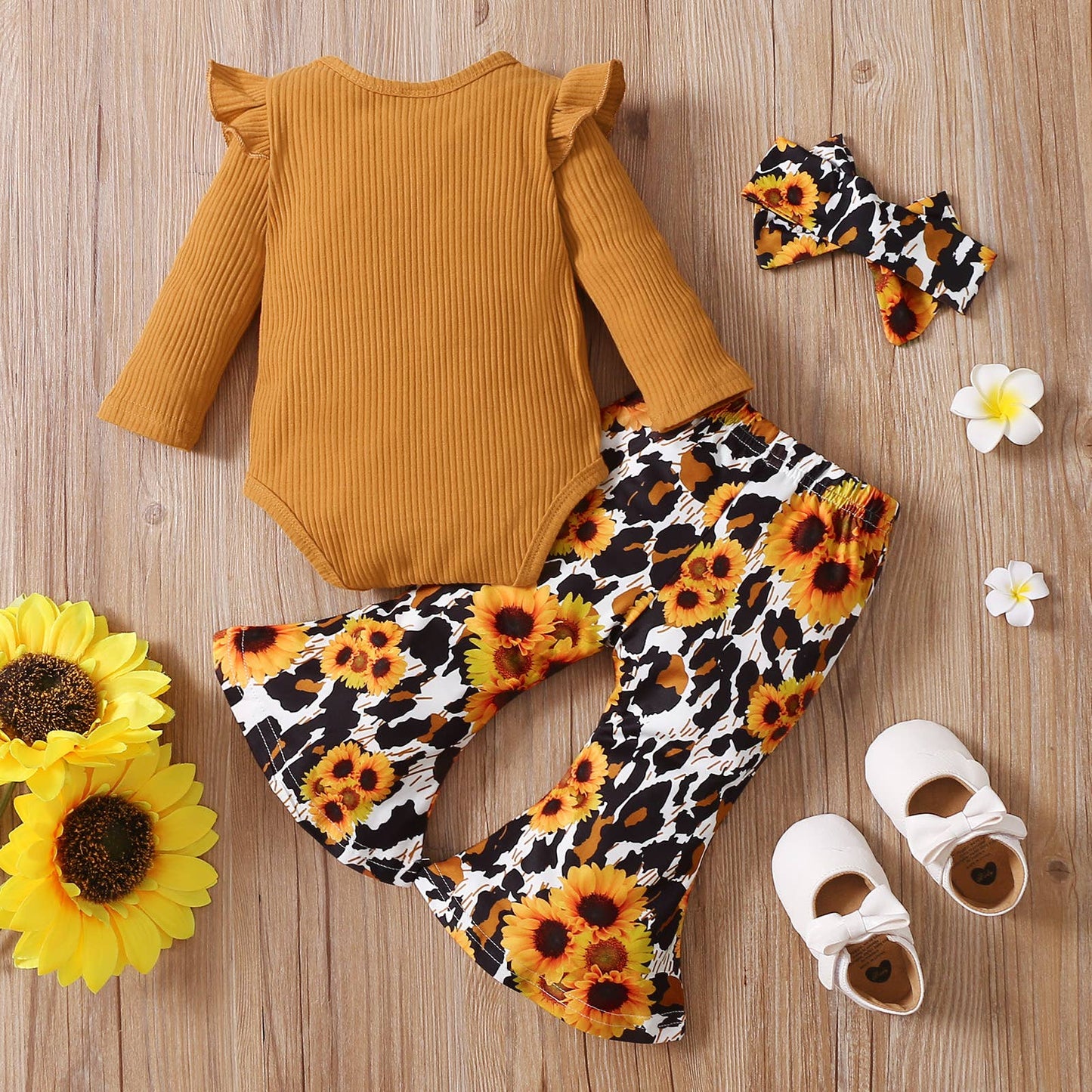 K122 Baby Romper Floral Pants Set