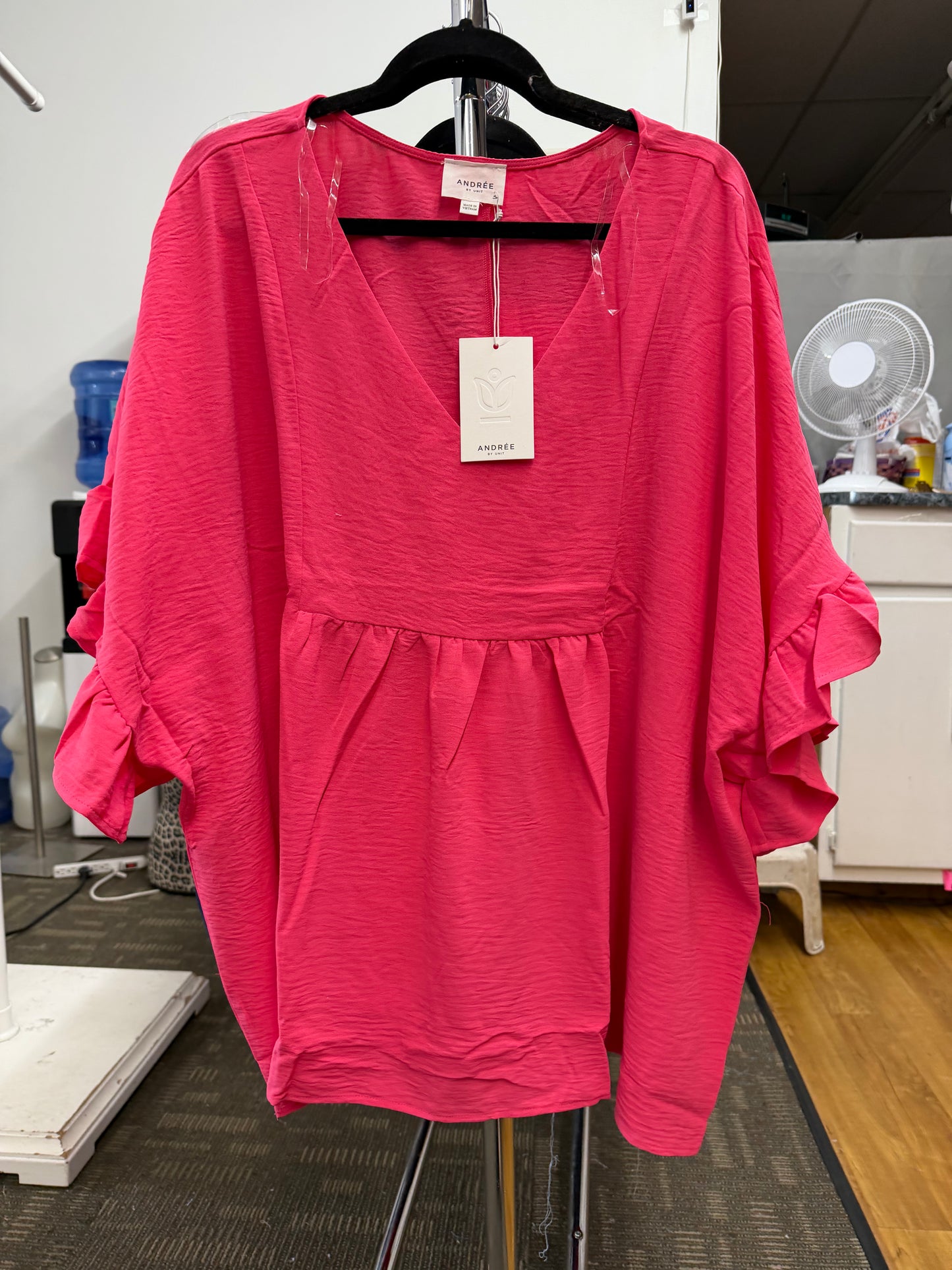 Casual Ruffle Sleeves Curvy Top A290