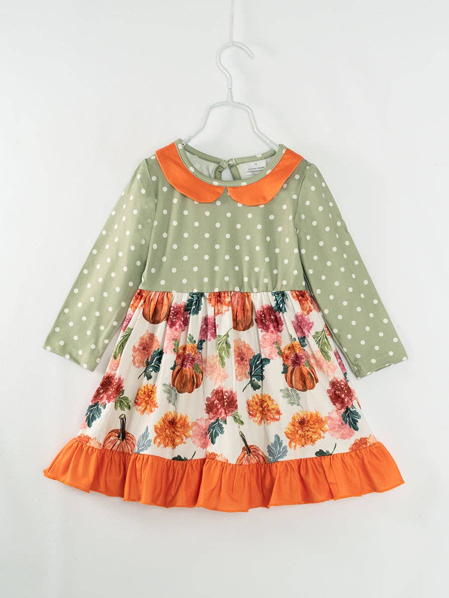 K148 Pumpkin Ruffle Twirl Dress