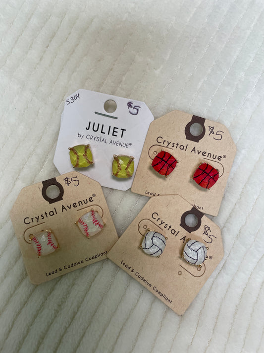 S304 play ball stud earrings