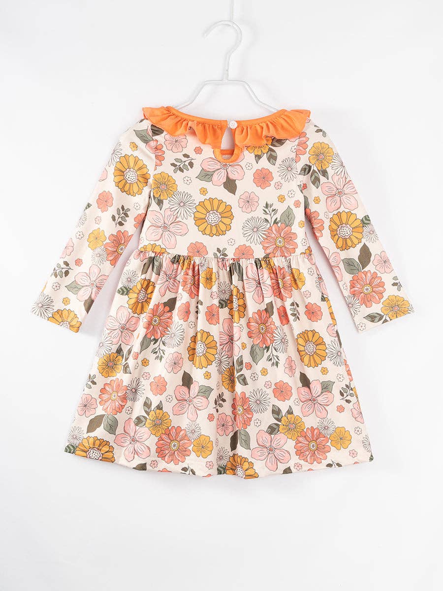 K149 Floral Pocket Ruffle Dress