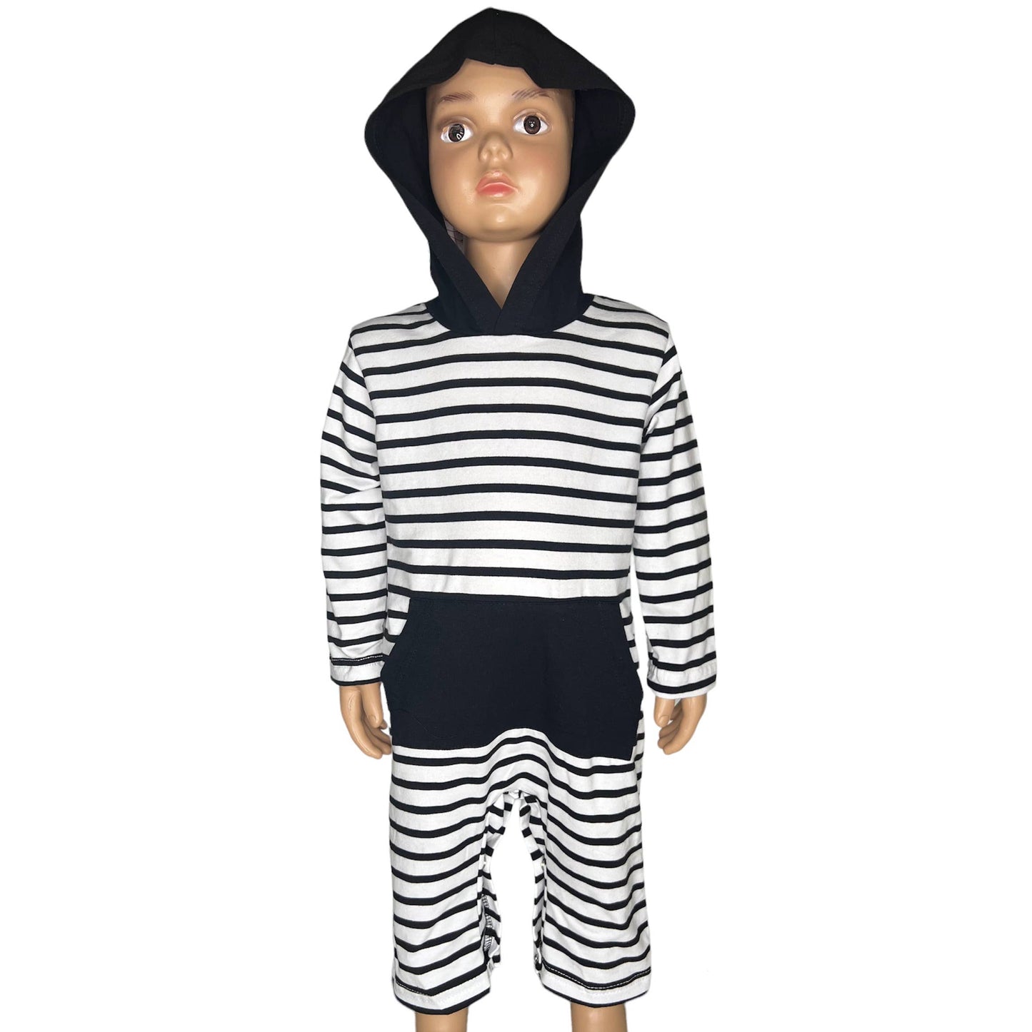 K113 Boys Striped Hoodie Romper