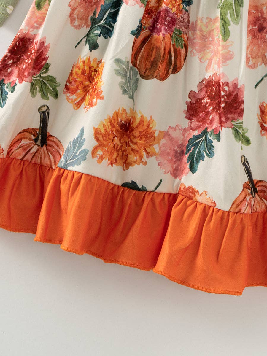 K148 Pumpkin Ruffle Twirl Dress
