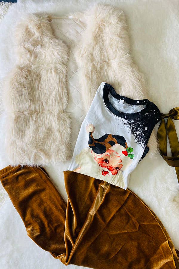 K183 Santa shirt velvet bottom set