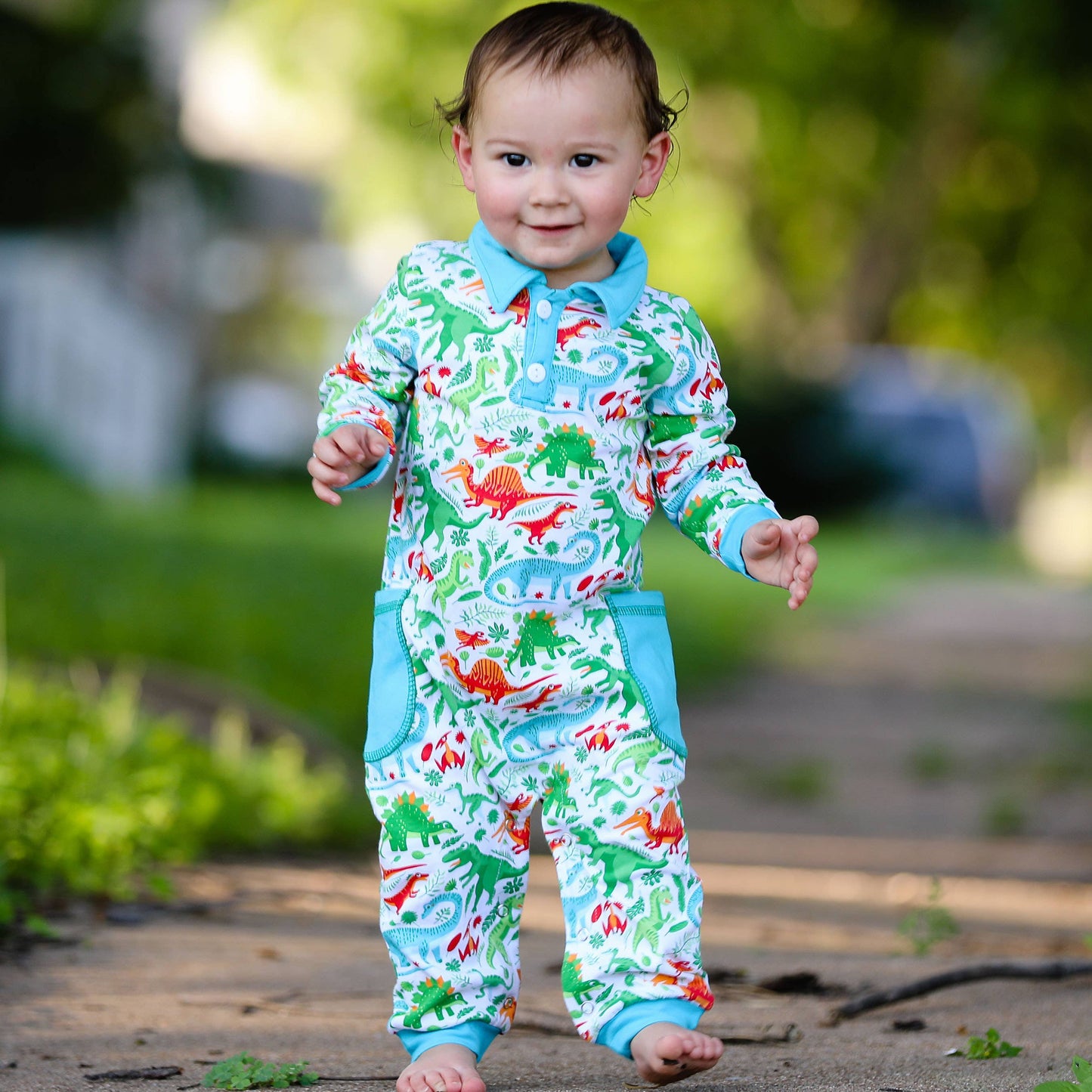 K110 Dinosaur Boys Pollo Romper