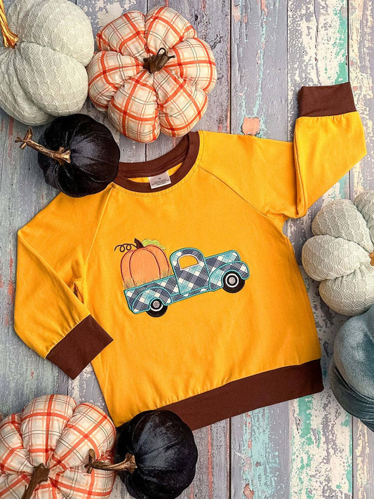 K163 Plaid Truck & Pumpkin Shirt