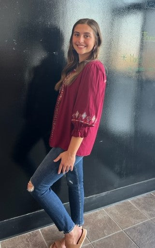 Sweet Embroidery Babydoll Top 8188