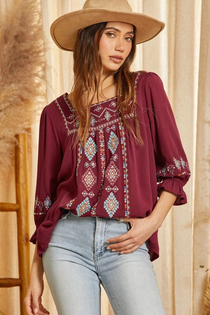 Sweet Embroidery Babydoll Top 8188