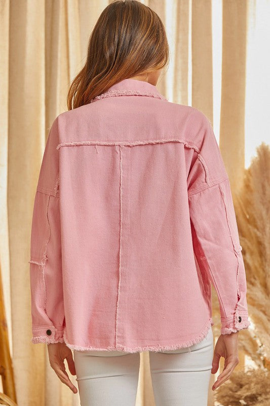 Lucky Fringe Denim Shacket 8199