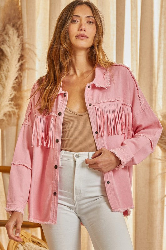 Lucky Fringe Denim Shacket 8199