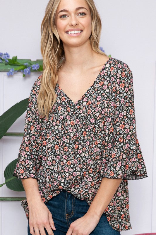 Dreaming Floral Curvy Top 8254