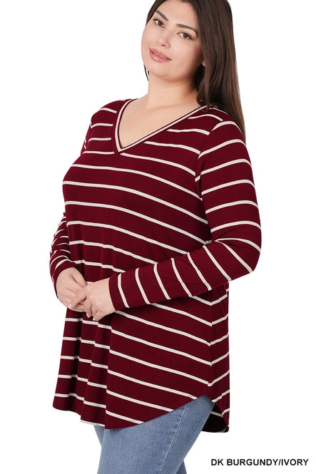 Comfy Curvy Stripe Top 8262