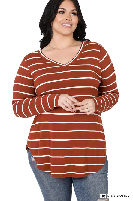 Comfy Curvy Stripe Top 8262