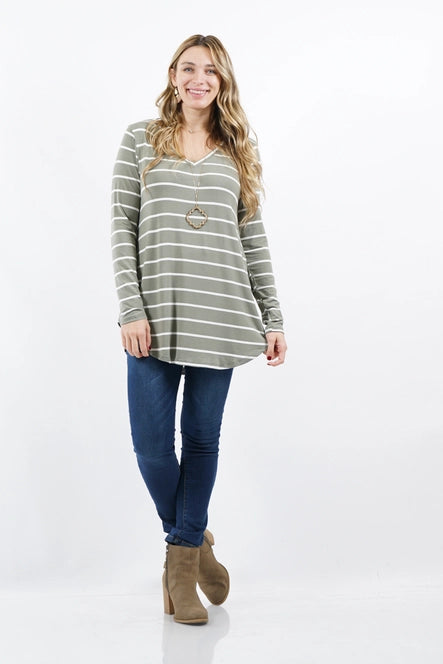 Comfy Curvy Stripe Top 8262