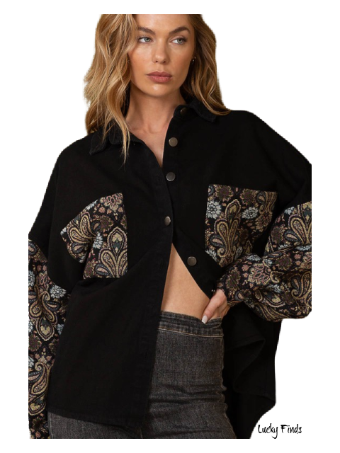 NYC Jacquard Sleeve Shacket 8285