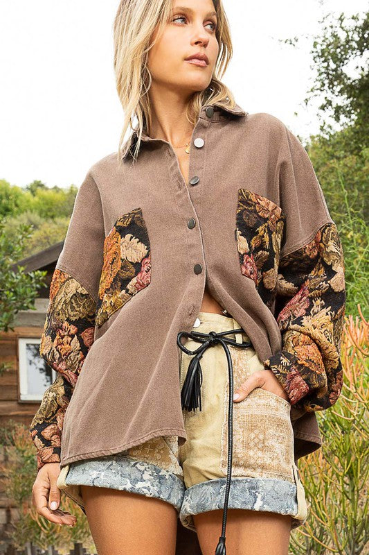NYC Jacquard Sleeve Shacket 8285