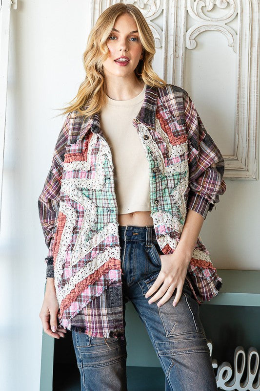 Fancy Star Patchwork Shacket 8340