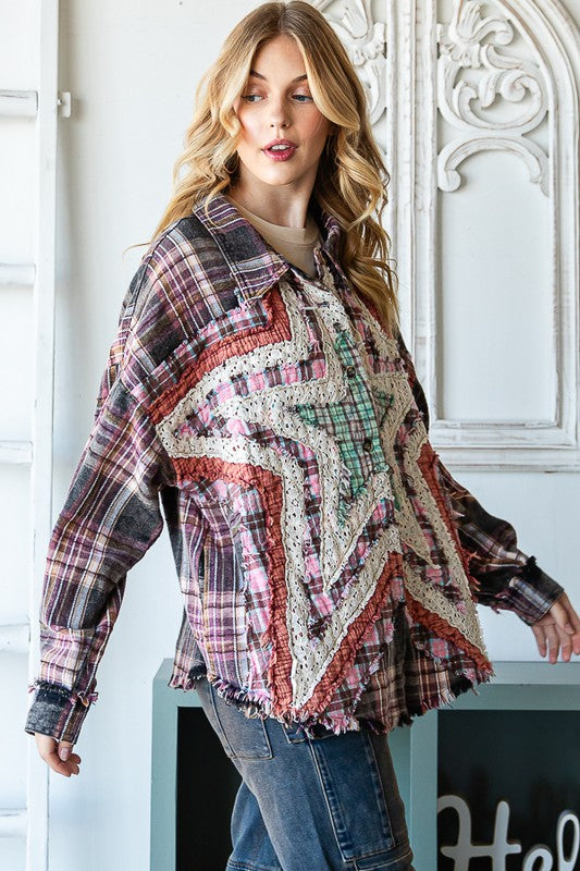 Fancy Star Patchwork Shacket 8340