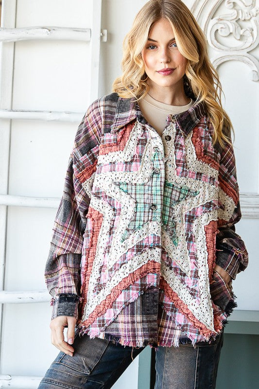 Fancy Star Patchwork Shacket 8340