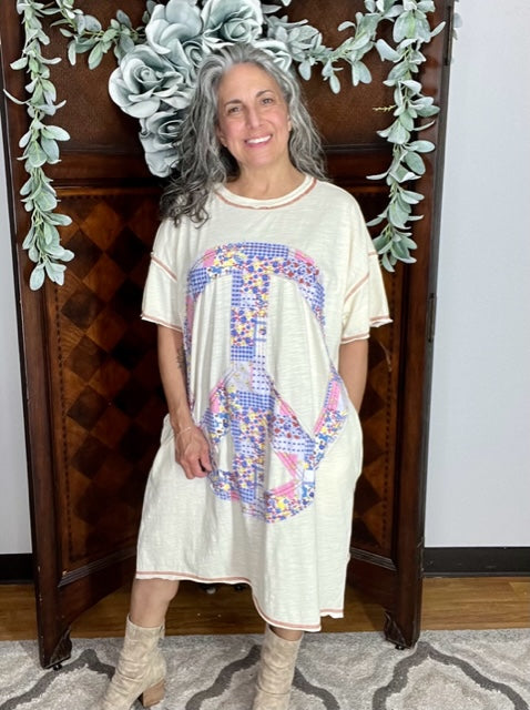 Boho Peace Sign Tunic 8454 Final Sale