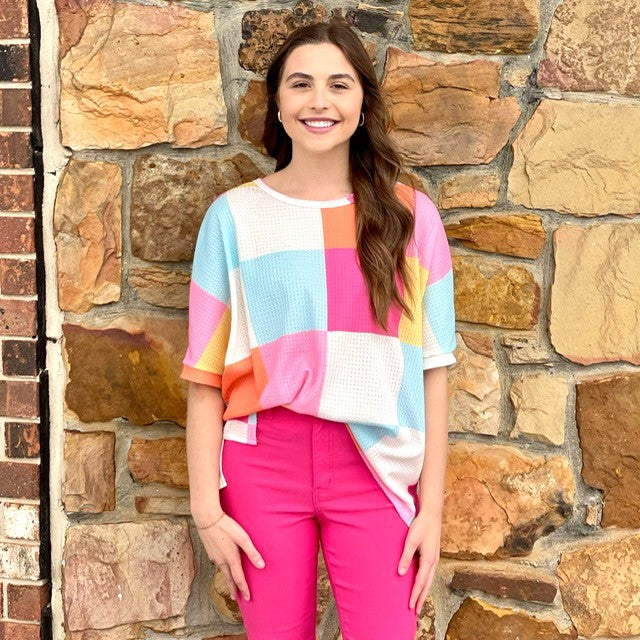 Summertime Comfy Checker Top 8493